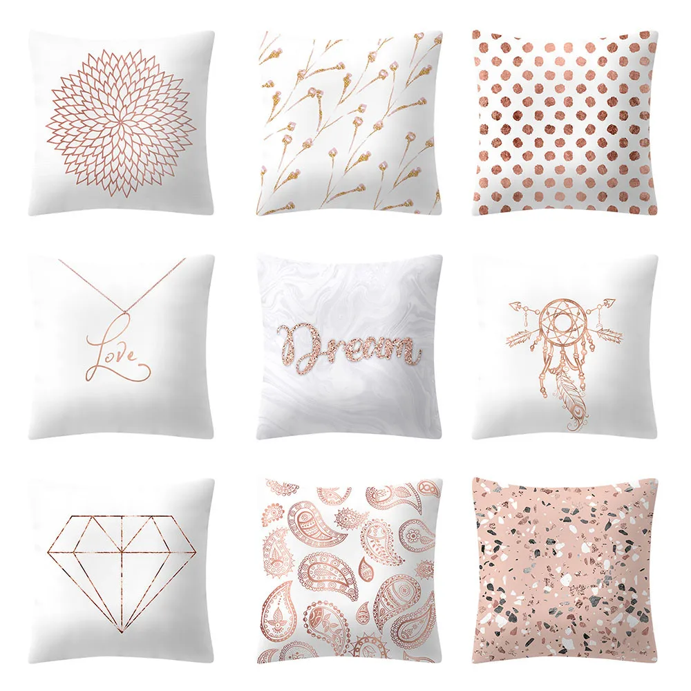 

Rose Gold Pink Cushion Cover Square Pillowcase Home Decoratio