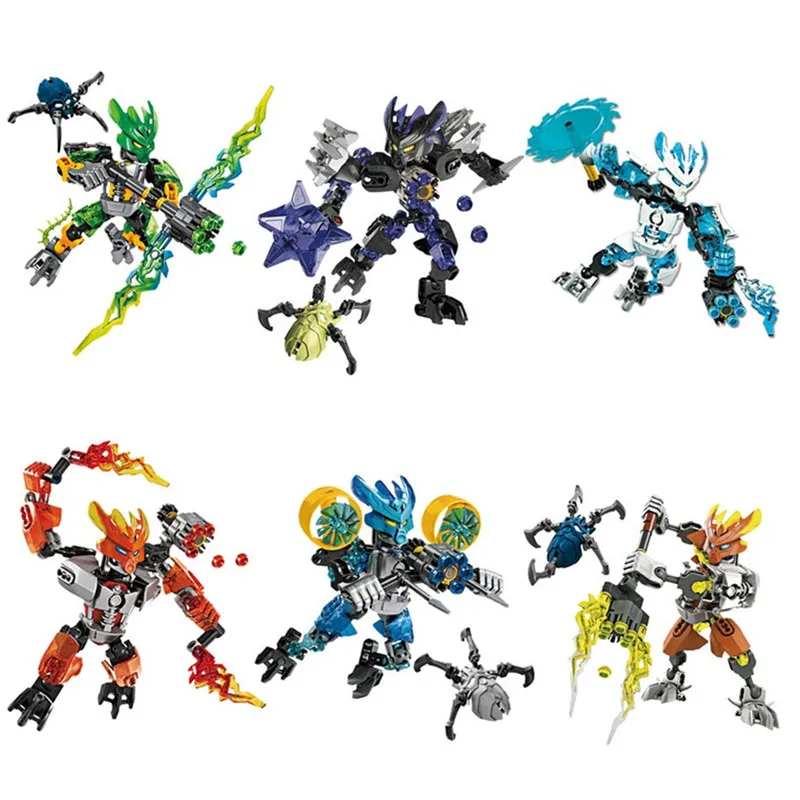 

BIONICLE jungle Rock Water Earth Ice Fire figures 706 Building Block toys Compatible With Legoings 1pc