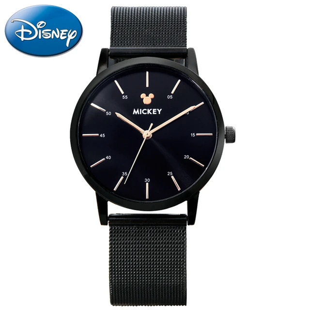 Disney Brand Top Fashion Black Watches Mesh Band Men And Women Quartz Mickey Wat Disney Brand Top Fashion Black Watches Mesh Band Men And Women Quartz Mickey Wat