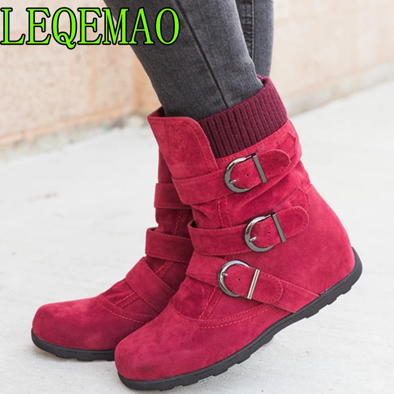 

Women Boots Fashion Short Plush Warm Snow Boots Ankle Zip Winter gifts for women Shoes Black Red Brown gray Plus Size 35-43