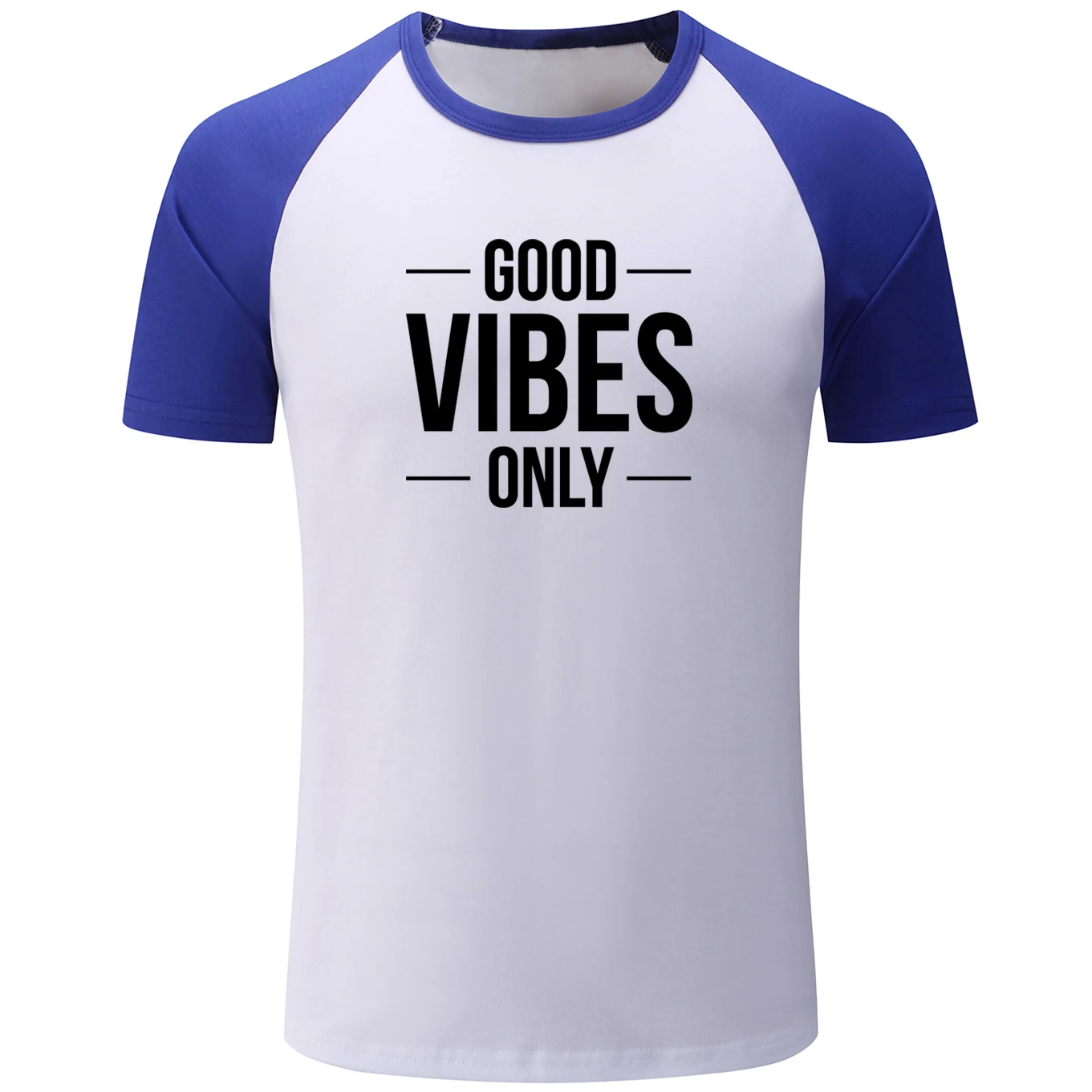 Забавная футболка с коротким рукавом реглан надписью GOOD VIBES ONLY для мужчин и