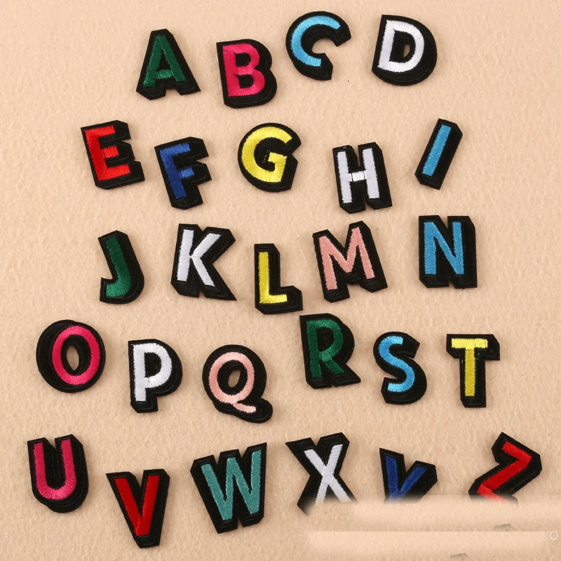 

English Alphabet Patches Colorful DIY Handmade Embroidered Iron Patches English Alphabet Letter Mixed Embroidered Iron on Patch