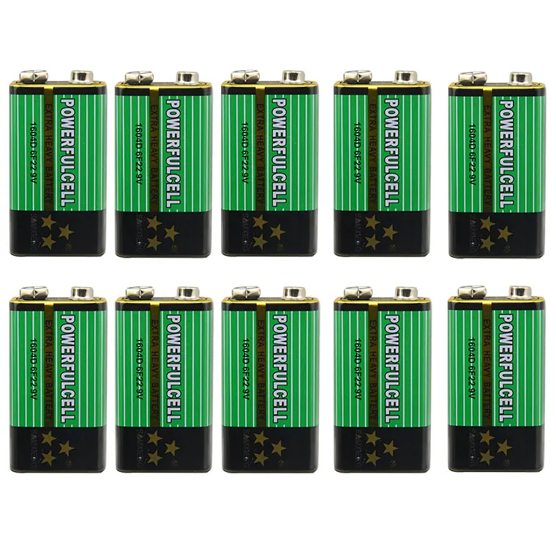 

Cncool 10x 6F22 1604D 9V Battery Primary Zinc Carbon Batteries for Alarm Wireless Microphone No Mercury New Drop Ship
