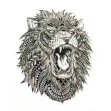 2017 High Quality Hot Sale 21x15cm cool tattoo art body The roar of the Lion King Temporary Tattoo Stickers fake tattoo men