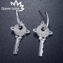 Queen Lotus, женские корейские Кристальные серьги, креативный ключ, стразы, висячие серьги, ювелирные изделия, висячие серьги, аксессуары, вечерние