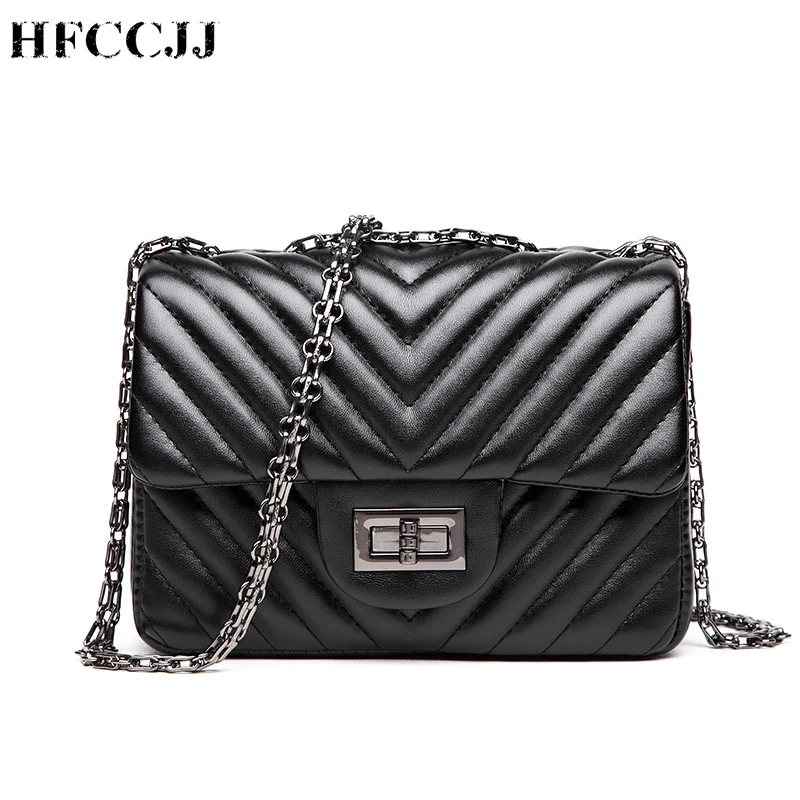 

NEW High Quality "V" Shape Square Bag Female New Fashion Personality Chain Casual Wild Temperament Shoulder Messenger Bag HC067