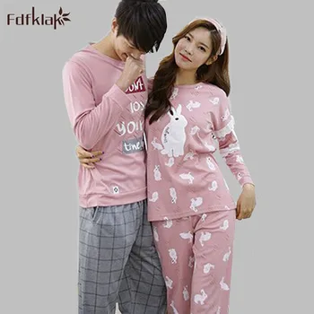 

High Quality couple pajama long sleeve women or men's pijamas cotton sleepwear plus size autumn winter pyjama coton pajamas set