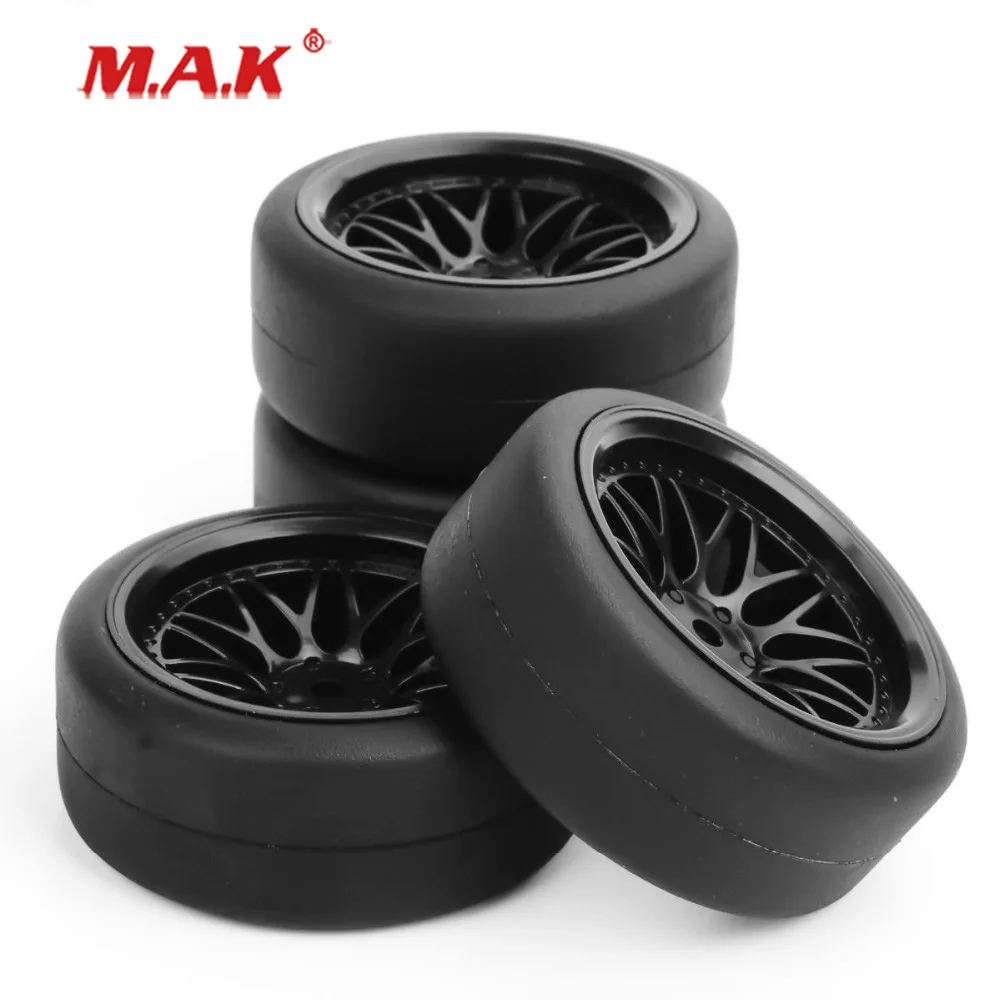 

1/10 Scale Flat Drift Tires and Wheel Rim with 6mm Offset and 12mm Drive Hex fit HPI HSP RC On-Road Racing Car Accessories