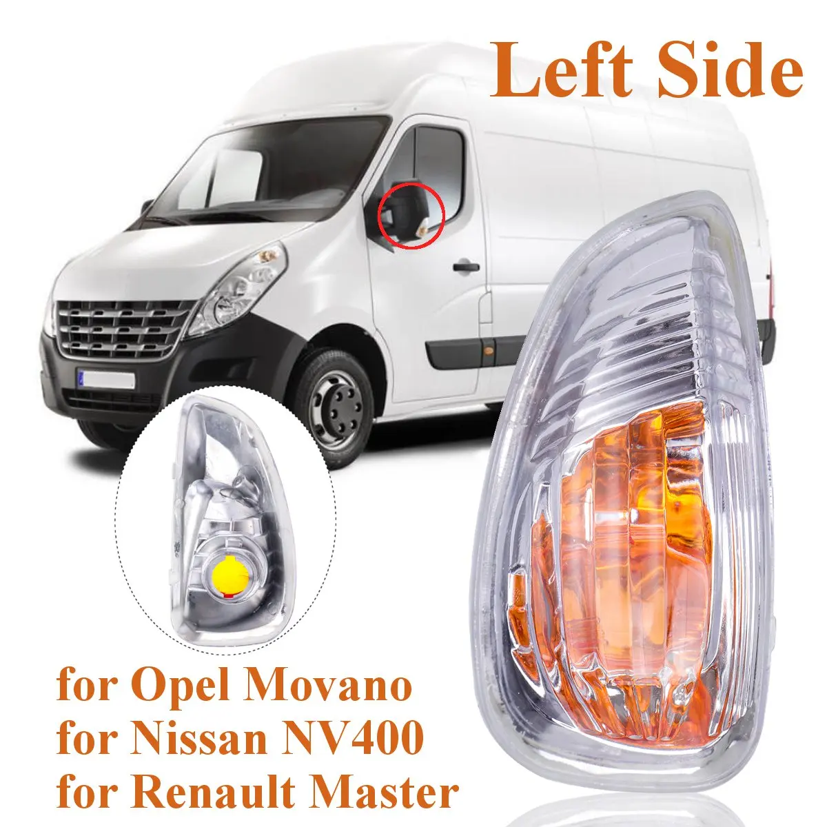 Влево/Вправо сторона боковое зеркало с подсветкой LED лампа для Renault Master Vauxhall Opel Movano Nissan NV400 2010 2011 2012 2013 - Испускаемый цвет: left