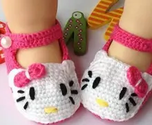 Прекрасный Девочка Малышей Новорожденных Дамаск Ручной hello kitty Мягкие Детская Кровать В Обуви Без Скольжения Обувь