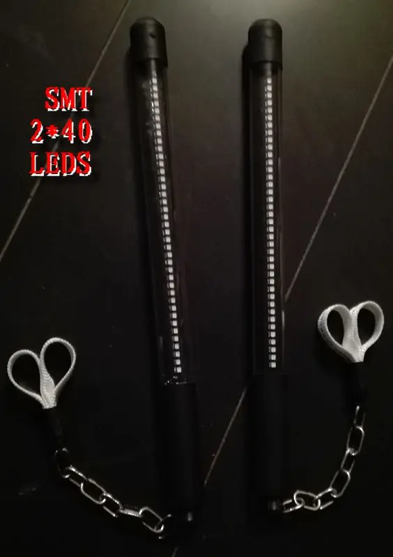 LED poi 2 палочки. Клубная светодиодная палка 2*40 пикселей бар led полноцветный nunchakus DIY