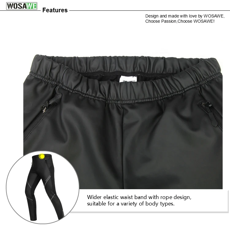 WOSAWE флисовые теплые зимние штаны для велоспорта, водонепроницаемые ветрозащитные колготки и штаны для горного велосипеда