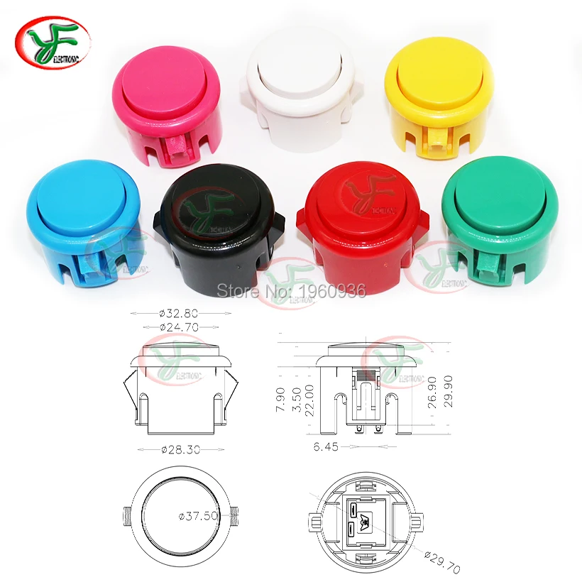 1PCS BAOLING 24mm& 30mm Push Button Round Arcade Start Button Built-in Micro Switch Copy Sanwa Joystick DIY Kit