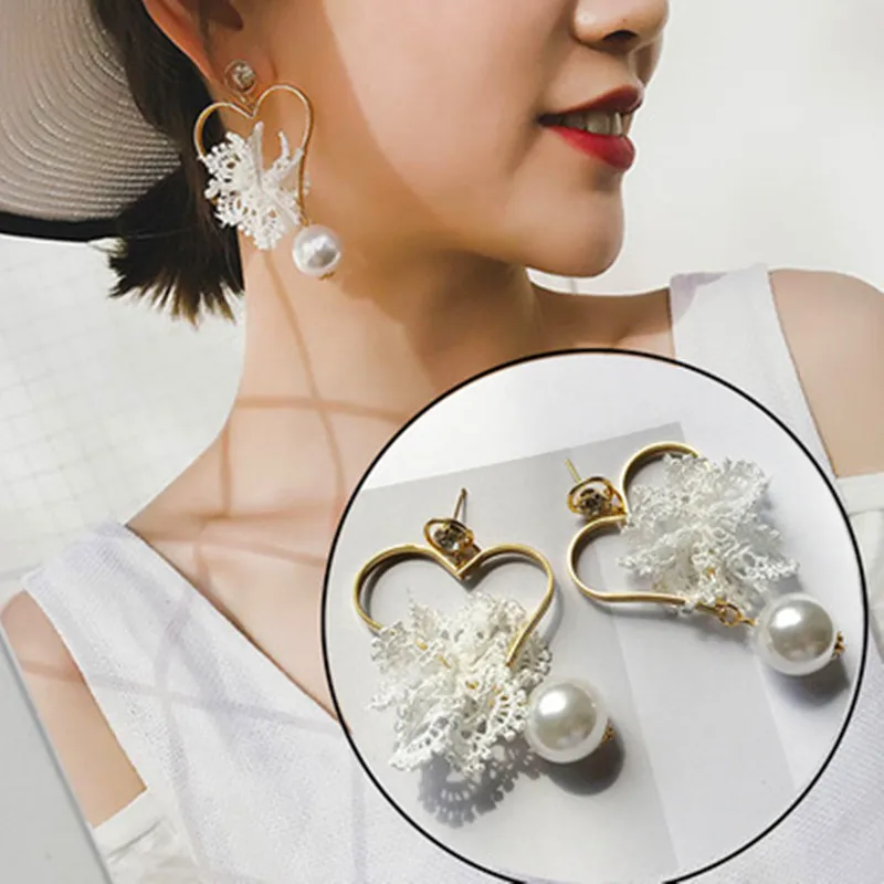 2018 New Korean Fashion Jewelry Temperament Love Heart Lace Imitation