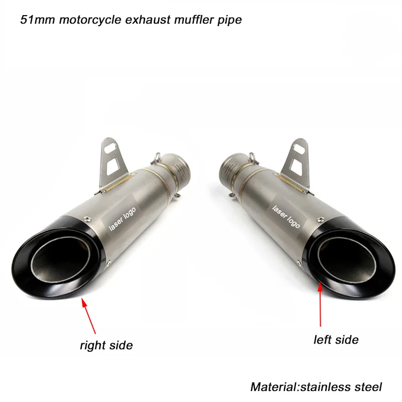 

51mm Right with Left Side Silencer System Motorcycle Stainless Steel Exhaust Muffler Pipe DB Killer