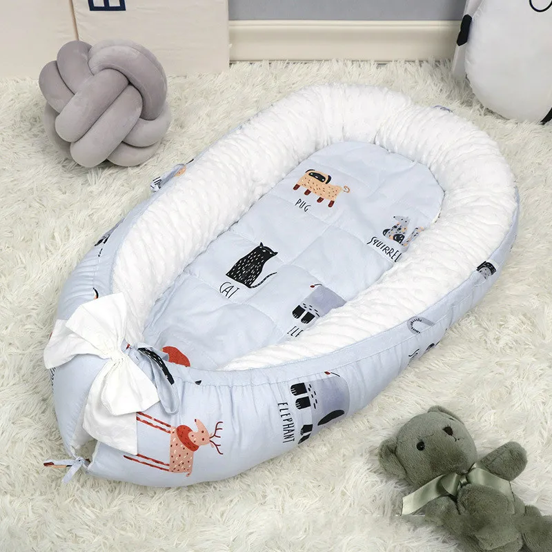 Последнее детское спальное гнездо кровать съемный новорожденных протектор подушка хлопок младенческой Bebe Колыбель детская кроватка люлька - Цвет: BY1036