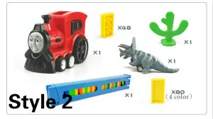 Набор игрушек для игры в домино, автоматическое размещение, поезд, светильник со звуком, развивающие строительные блоки, DIY игрушки, подарок для детей