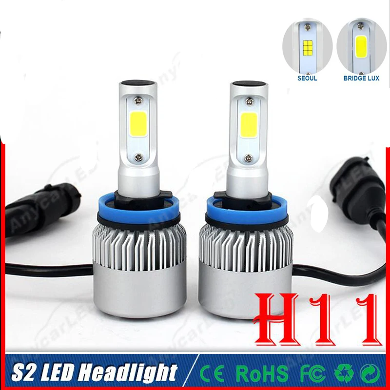 

All-in-One Car Headlights S2 1set  H11  8000lm 60W  6500k Car LED Headlight Kit DRL Driving Lamp H7 H9 H11 9005 9006