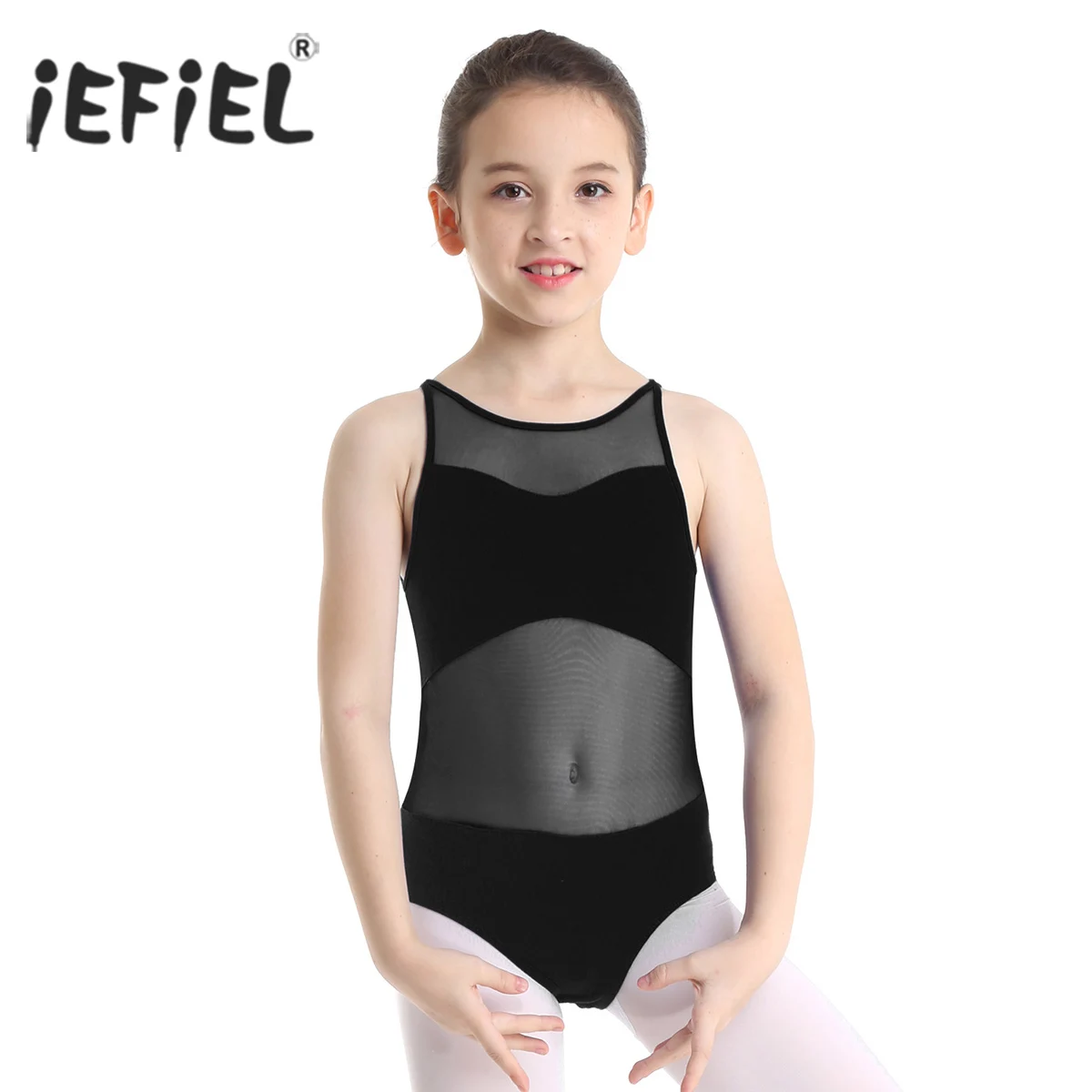 iEFiEL Girls Ballet Dancewear Mesh Back Zipper Closure Ballerina