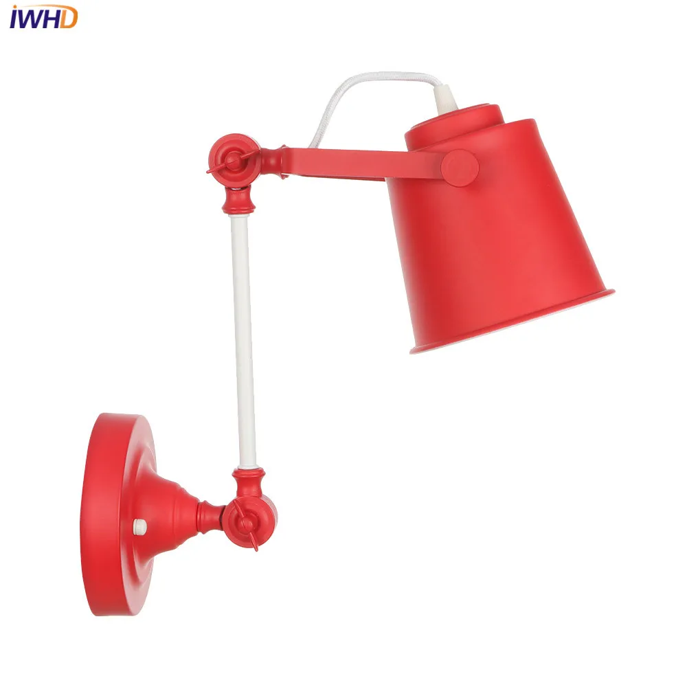 IWHD железная Регулируемая цветная настенная лампа светодиодный Скандинавское настенное освещение в стиле лофт винтажный промышленный Wandlamp Ретро настенный светильник для домашнего освещения