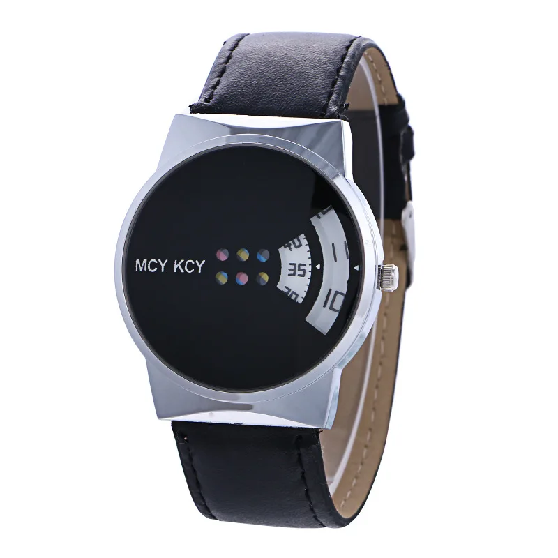 Персонализированные креативные поворотные черно-белые кварцевые часы для влюбленных, модные трендовые кожаные мужские и женские часы для отдыха, Relogio Feminino