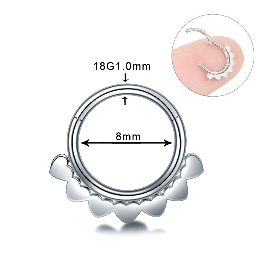 1 шт. 316l хирургическая сталь шарнирная перегородка кликер Нос Обруч кольца 16 г 18 г губы кольцо для соска ушной хрящ кольцо пирсинг - Окраска металла: B2414