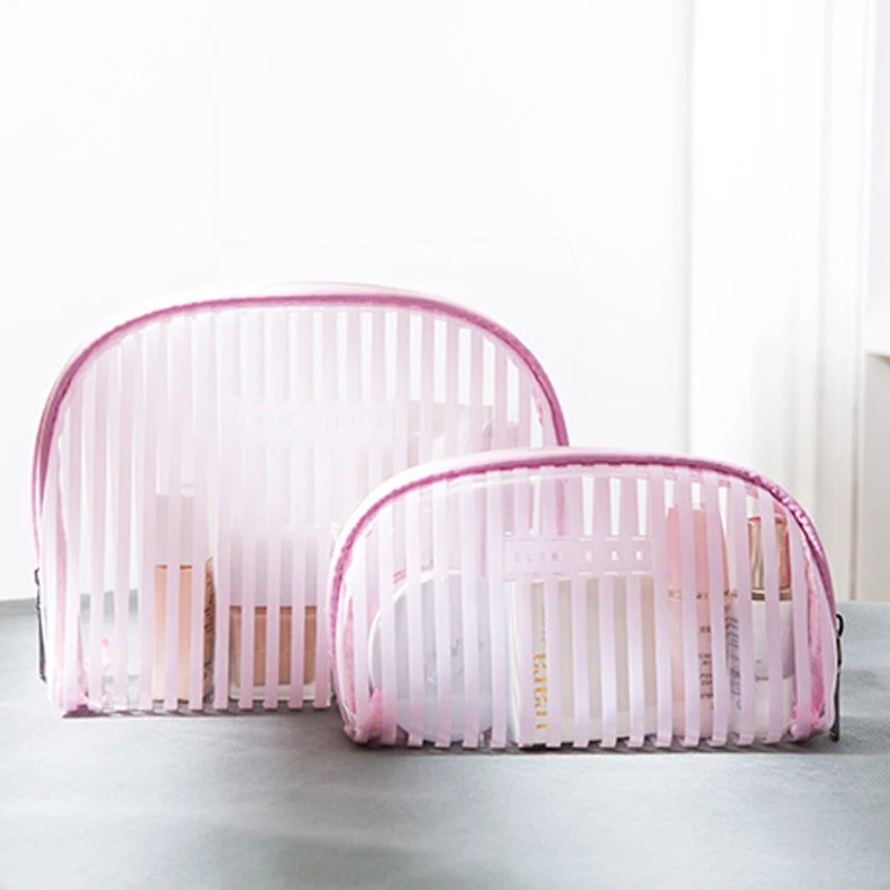 السفر المنظم PVC تجميل ضد الماء أكياس الأزياء مخطط الرجال والنساء مستحضرات التجميل غسل حقيبة شفافة المحمولة التجميل أكياس