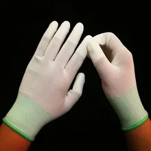 10 пар/Лот антистатические перчатки, Палец PU покрытие рабочие перчатки из нейлона пыли Электроники Завод статического сопротивления перчатки