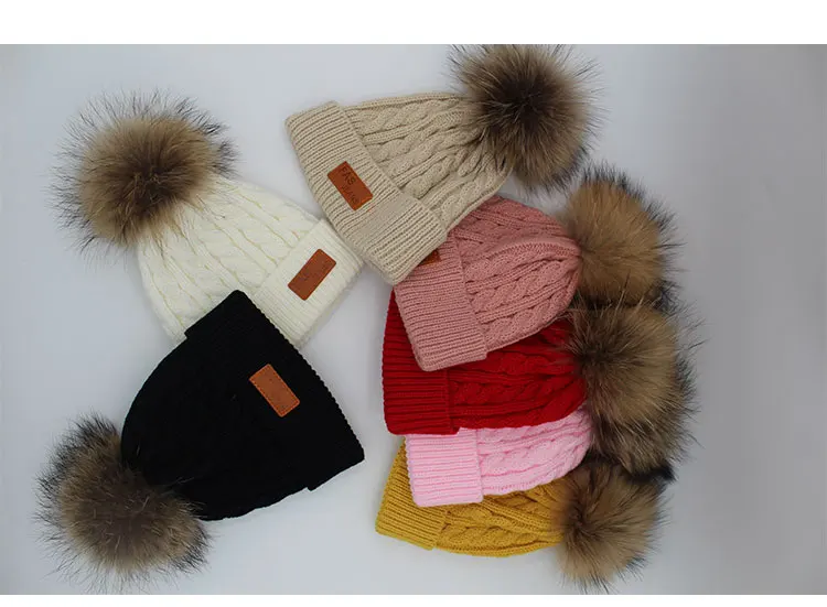 skullies beanies for kids fur ball cap winter hats children kidsboys girls pompom skullies beanies for kids (2)