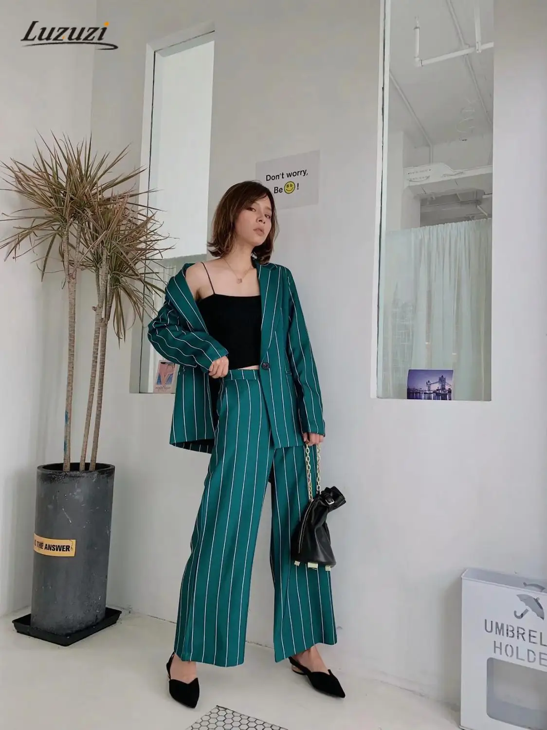 

LUZUZI Fashion jacket women loose outerwear casual simple all match temperament single-breasted ladies autumn suits 1W3121