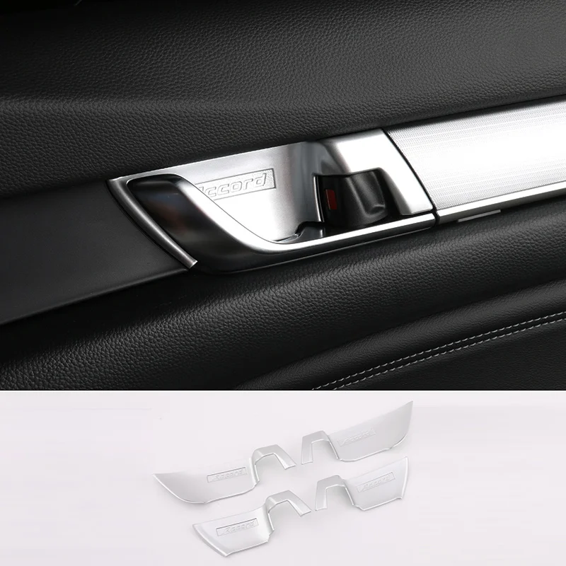 ABS Хромированная Автомобильная Стайлинг внутренняя дверная ручка крышка чаши отделка наклейки Интерьер Литье для Honda Accord 10th аксессуары - Название цвета: ABS Chrome