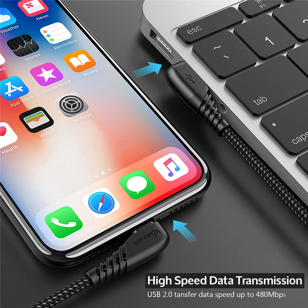 TIEGEM 90 usb-кабель для iPhone X 8 7 6 5 6s plus Кабель для быстрой зарядки кабель мобильного телефона зарядное устройство Usb кабель для передачи данных 1M2M3M