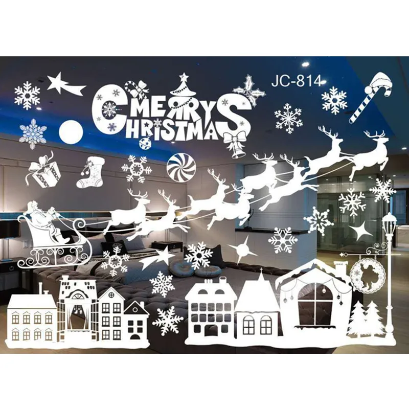 New Year Window Glass PVC Wall Sticker Christmas DIY Snow Town Wall Stickers Home Decal Christmas Decoration for Home Supplies-in Wall Stickers from Home & Garden on Aliexpress.com | Alibaba Group