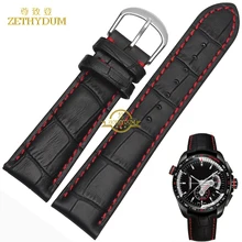 Véritable bracelet en cuir Bracelet tête couche vachette Rouge couture 18 19 20 21 22 23 24mm bracelet de montre montres bande