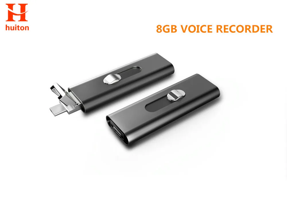 

Newest 8GB micro voice recorder metal material with two USB slots long time record check all files by Android smart phone UR-26