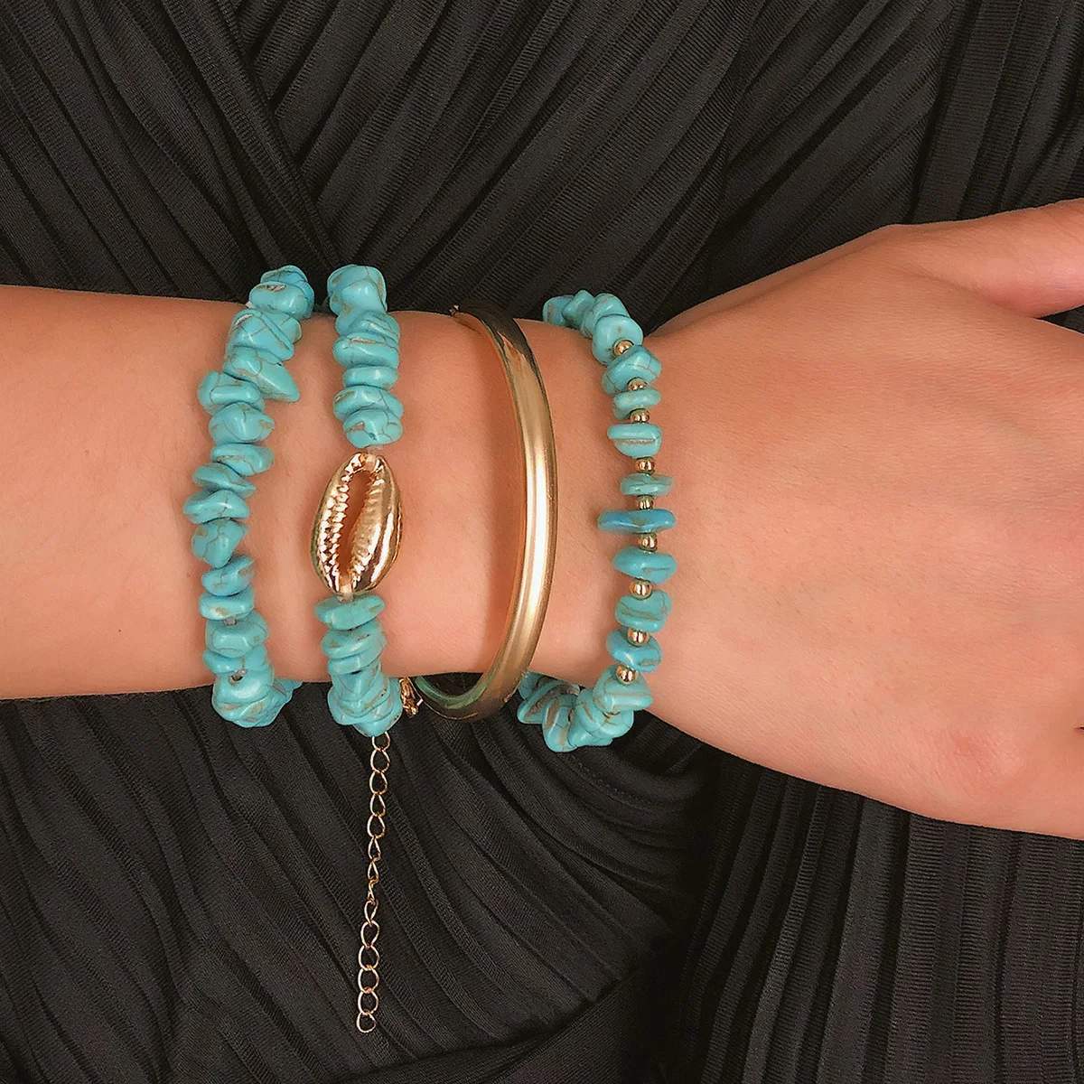 

2019 Bohmian Summer Bracelet Set Fashion Simple beads Weave Natural Blue Stone Shell Crystal Coral Quartz Bracelets Jewelry