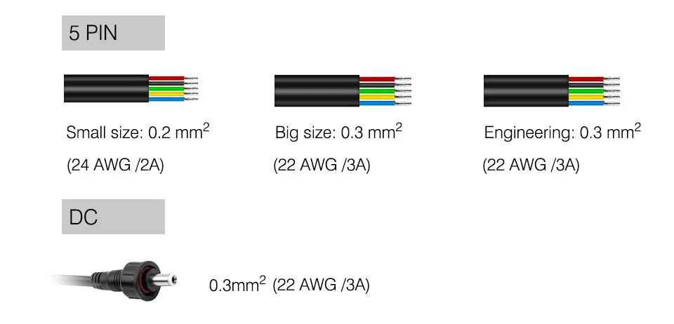 5 пар 2pin/3pin/4pin/5pin/DC водонепроницаемый разъем мужской и женский 0,3 мм-0,75 мм черный/белый цвет водонепроницаемый для IP65/IP67 ленты