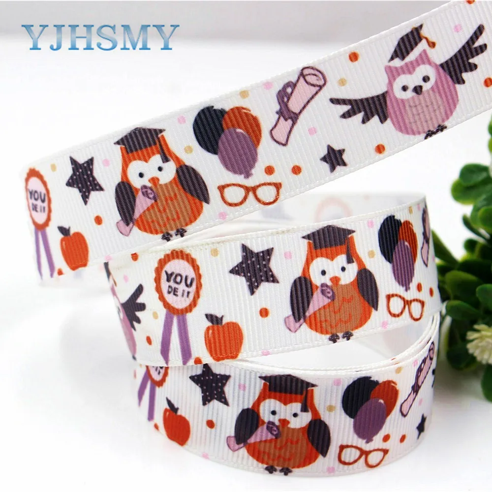 YJHSMY H 17531 1053 10 ярдов 22 мм мультфильм сова термопечать grosgrain Свадебные аксессуары
