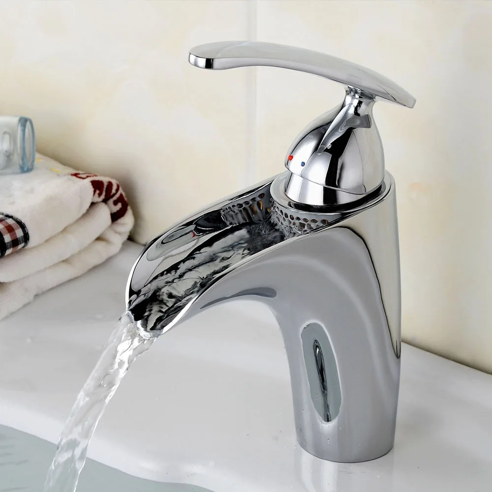 BECOLA Free shipping Bathroom faucet washbasin water tap Chrome brass waterfall faucet basin mixer B-0007M