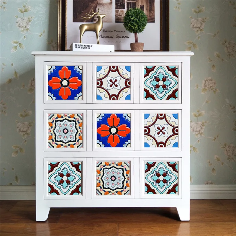 10pcs/set Europe Waterproof Tiles Stickers Retro Bathroom Kitchen PVC Wall Stickers DIY Home Decor Art Wall Floor Decal