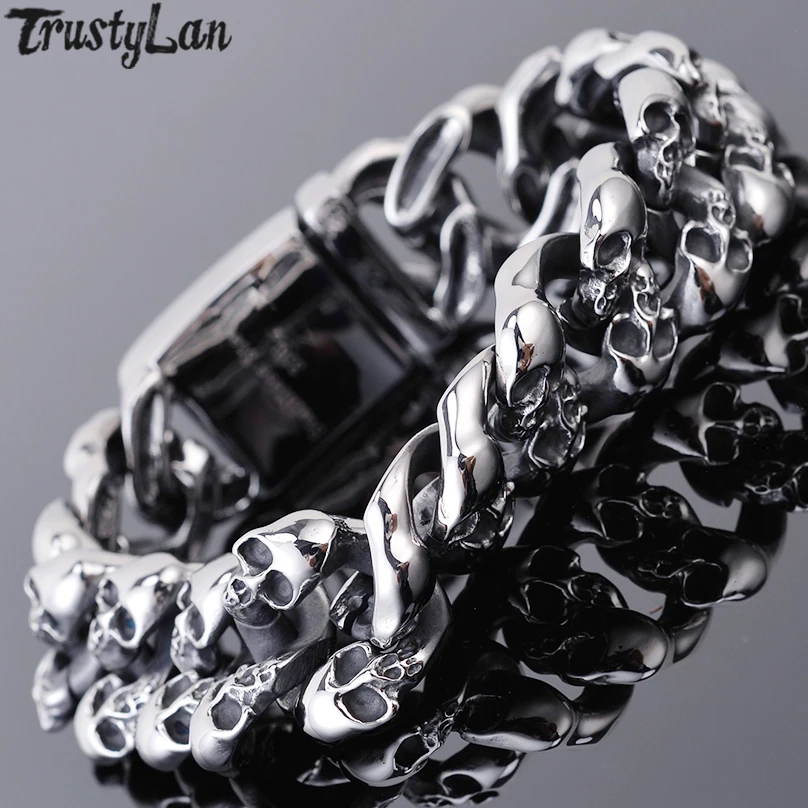 Hiphop Rocker Skull Man Bracelet Men Stainless Steel Mens Bracelets