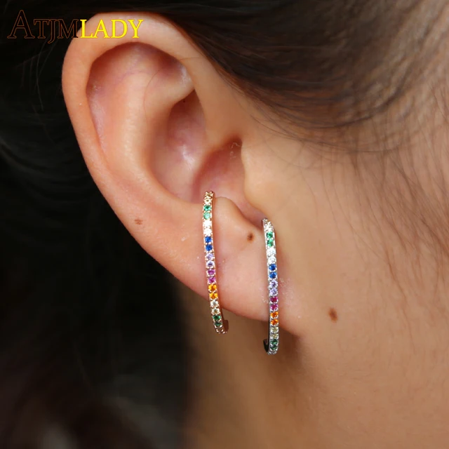 2018 New Delicate Color Cz Earrings Fashion 100 925 Sterling Silver 2018 New Delicate Color Cz Earrings Fashion 100 925 Sterling Silver Jewelry Micro Pave Bar
