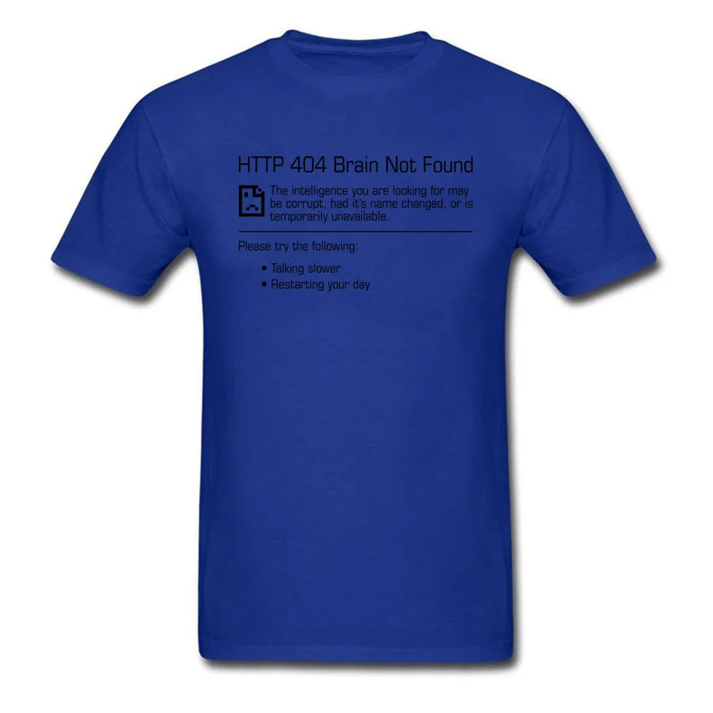 Special 404 Brain Not Found Leisure Short Sleeve Tshirts VALENTINE DAY Crew Neck 100% Cotton Tees for Students T-shirts Hip hop 404 Brain Not Found blue