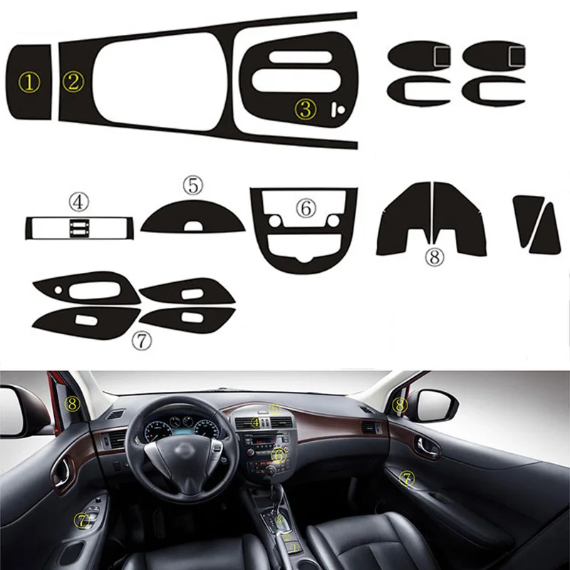 

Car-Styling New 3D Carbon Fiber Car Interior Center Console Color Change Molding Sticker Decals For Nissan Tiida 2011-2015