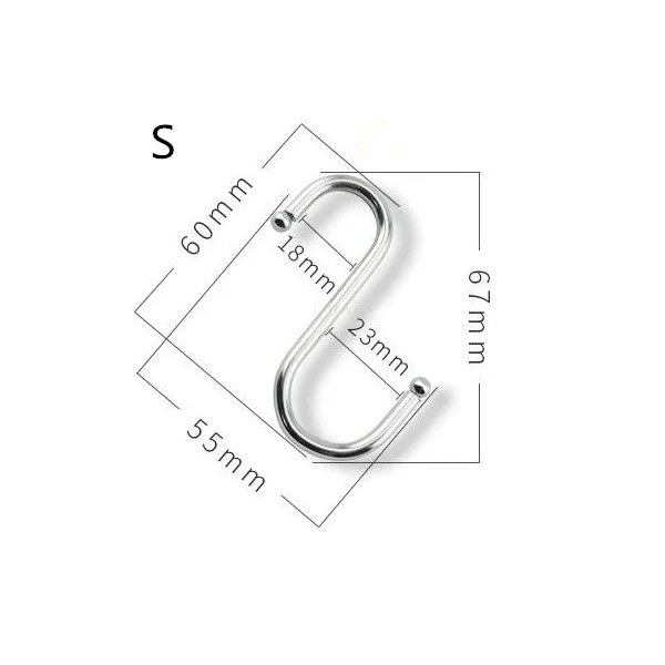 XZJJA 3 шт. большие средние маленькие металлические s-образные крючки для ванной и кухни Висячие вешалки застежка стойка для мелочей Органайзер держатели для хранения - Цвет: Small
