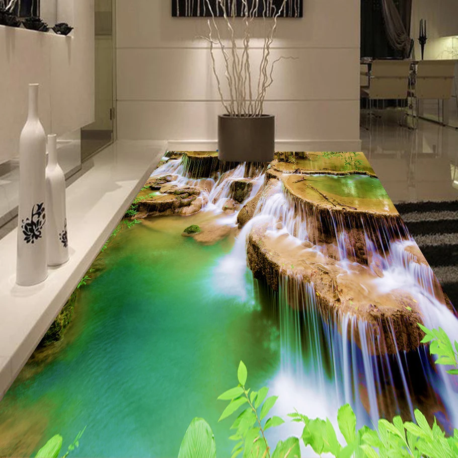 beibehang Custom 3D Flooring Murals Self adhesive Wallpaper Waterfall