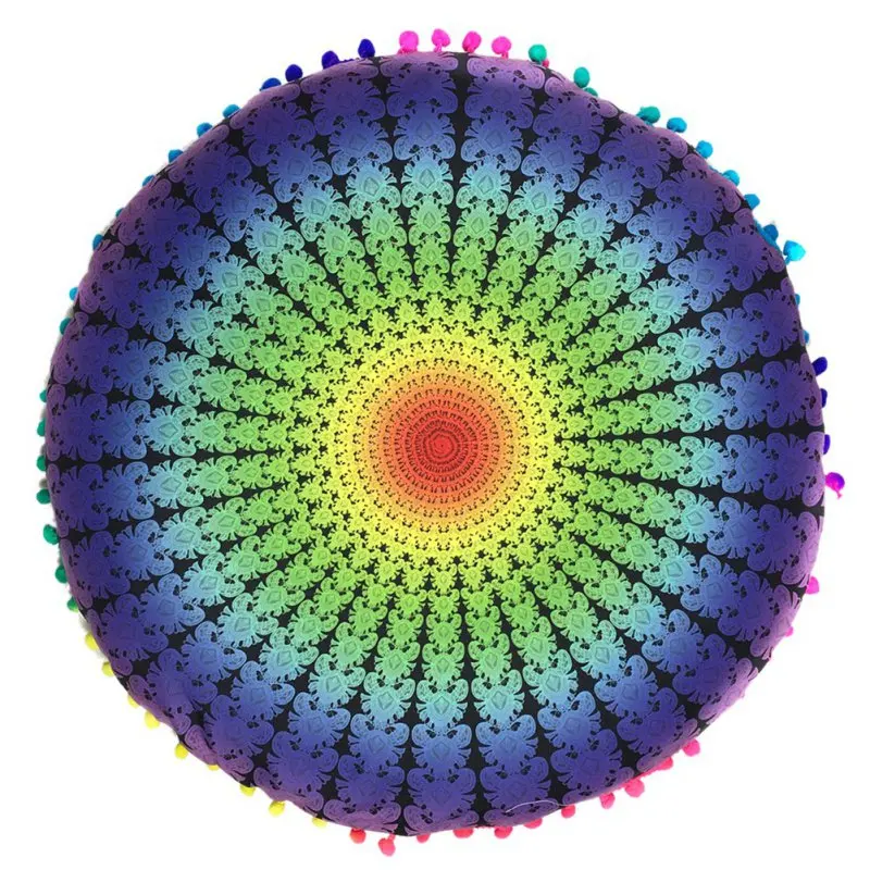 Мандала подушки для пола, круглые богемные индийские подушки, Наволочки, чехол, цветная текстильная подушка 43*43 см, мягкий текстиль
