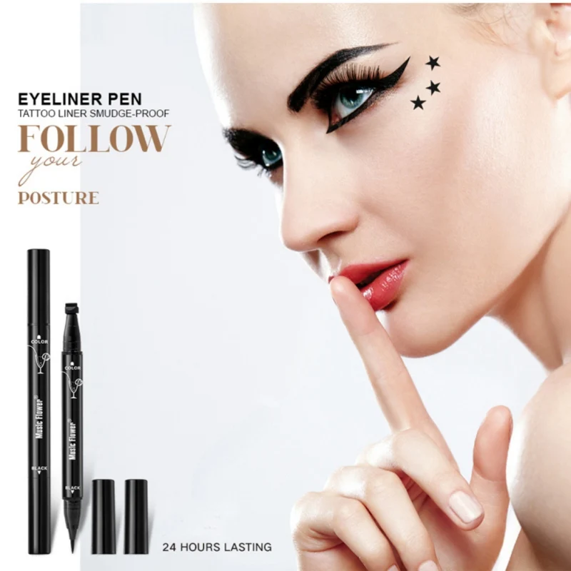 

1pcs Waterproof Double Head Waterproof Liquid Eyeliner Pen Tattoo Stamping Eye Liner Pencil Makeup Tools Heart/Star