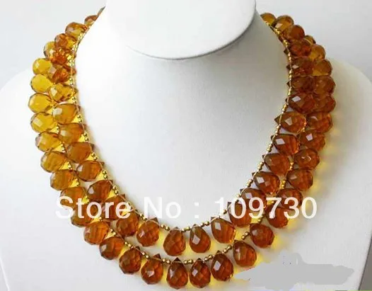 

Jewelry 0012448 2ROW 17mm yellow NATURE drip faceted citrine NECKLACE