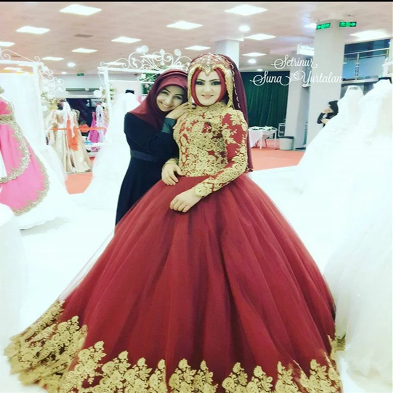 gold and red ball gown